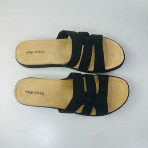 Easy Street Black Sandals with Contoured Footbed